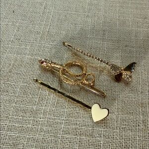 Fun teen hair accessories random theme Gold metal Hair Pins Set 3
